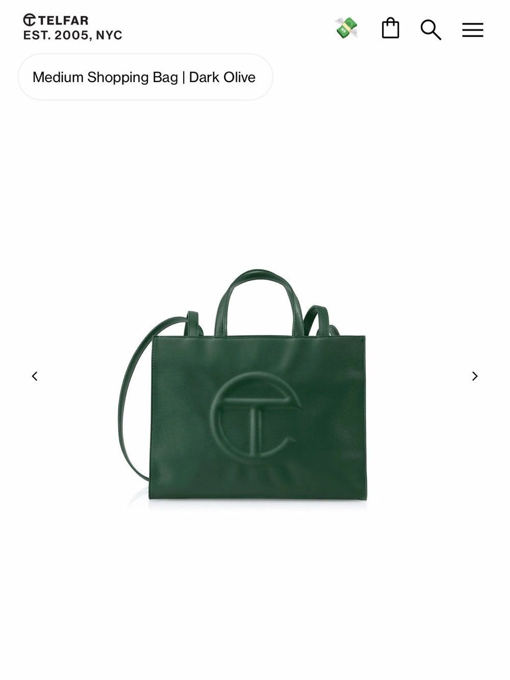 Telfar Medium Shopping Bag Dark Olive Green Vegan Leather Tote